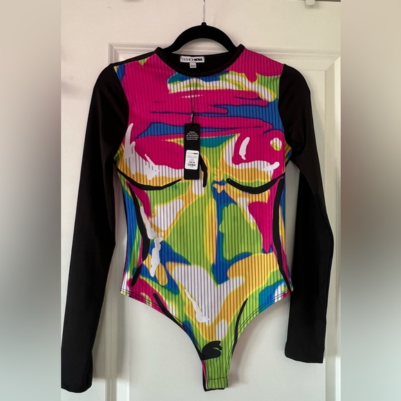 FASHION NOVA •She's Out Of Control Bodysuit - Multi 🖤 Brand New Never Worn 🥰🔥 - Picture 3 of 4